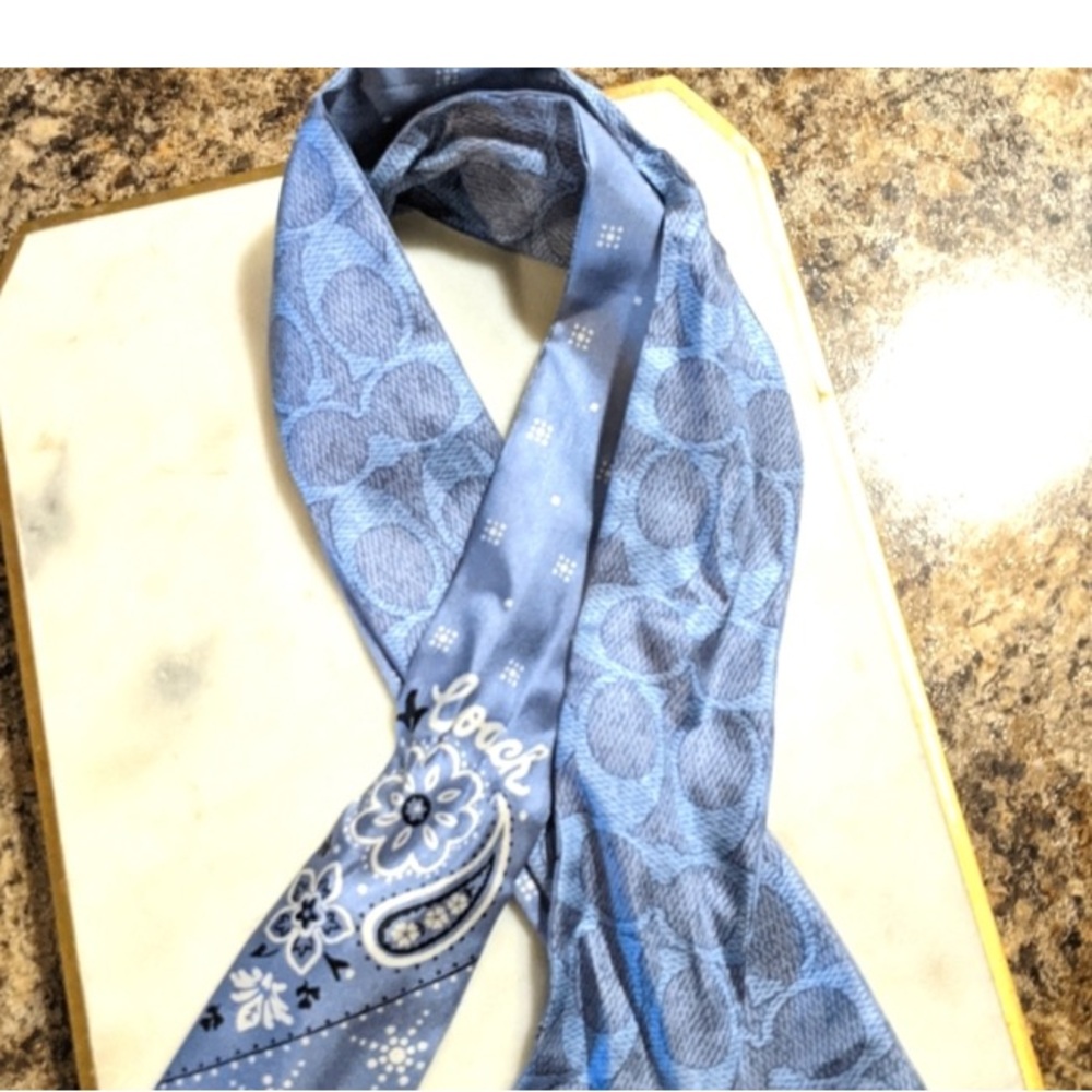 Coach Blue silk paisley print  Floral Women's Scarf